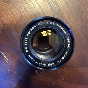 KONICA HEXANON AR 135MM F/3.2 TELEPHOTO LENS. KONICA AR MOUNT CLEAN GLASS & CASE